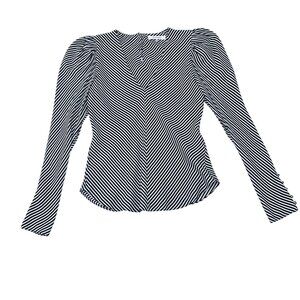 FRAME Black Noir White Multi Striped Heart Silk Blouse Top size XS